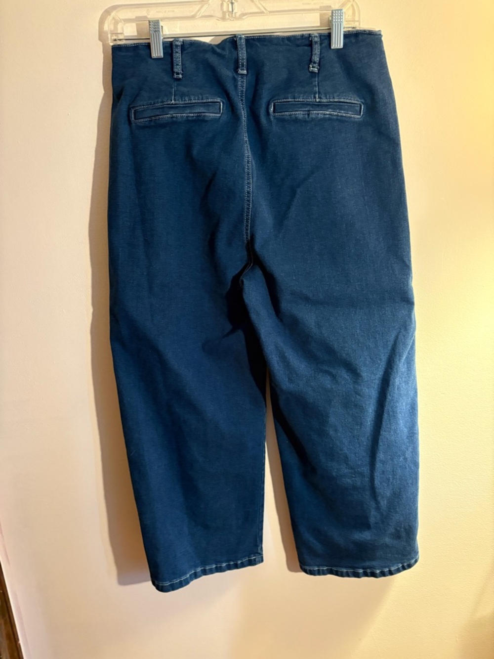 Sidefeel Wide Leg Cropped Jeans Button Fly High Rise Dark Wash Size 12 - Picture 2 of 4
